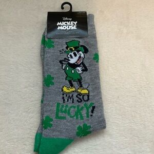 Disney Mickey Mouse Gray and Green Lucky Socks